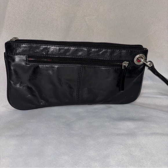 Sophia Visconti Black Distressed Genuine Leather Wristlet Clutch Wallet Purse - Picture 2 of 7